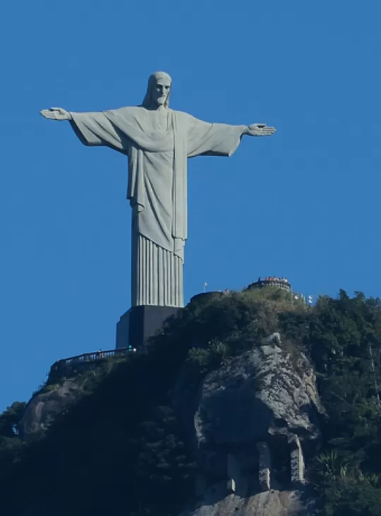 Beeld van Christus de Verlosser bovenop de Corcovado in Rio de Janeiro Brazilië